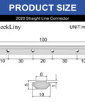 2020 straight line connector with detailed measurements from 12 Pack 2020 Aluminum Extrusion Corner Brackets And Straight Connectors Kit.