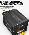 Omnidirectional machinery mover for controlled movement, rugged black design with attachment for heavy duty handling.