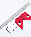 Solid As A Rock Aluminum Circle Center Finder With Forty Five Nine Zero Right Angle Square And Detachable Marking Ruler for layouts and prep.