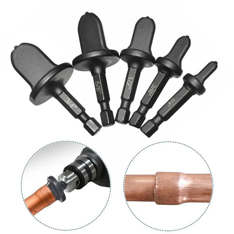 5 Piece Swaging Drill Bit Set For Copper Pipe Flaring, Portable Tube Expander Kit With 1/4, 3/8, 1/2, 5/8 And 3/4 Inch Bits