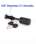 Five Eighth Inch Diameter Threaded Receiver Hitch Lock Pin In Black, 11 Threads Per Inch, lock pin with keys
