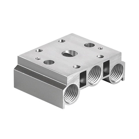 Manifold Kit For 4V110 4V210 4V310 Pneumatic Solenoid Valves, 100M 200M 300M 400M Sizes, Air Exhaust Plate Base, steel view