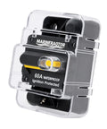 Hella Heavy Duty Built Rugged 60Amp Marine Circuit Breaker With Waterproof Sealed Cover Battery Disconnect Switch Inline Fuse Protector For Solar Boat Trolling Motor Systems, close-up view of the waterproof housing.