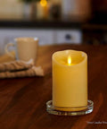 Flameless Pillar Candle Large 6.5 Inches Unscented With Real Flame Effect Flickering LED Battery Operated Candle in cozy setting