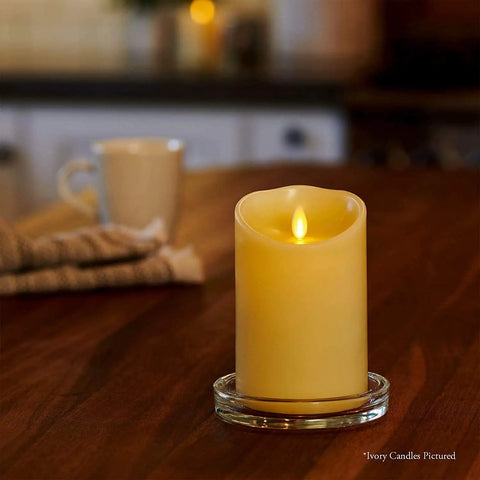 Flameless Pillar Candle Large 6.5 Inches Unscented With Real Flame Effect Flickering LED Battery Operated Candle in cozy setting
