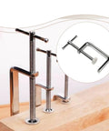 G Clamp Hand Tool For Tightening With Precise Threaded Screw And Ergonomic T Handle, mounted on wood surface