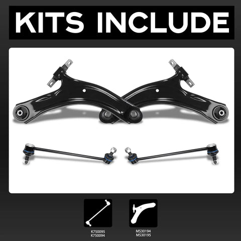 Front Lower Control Arm Kit With Ball Joint And Sway Bar Link For Nissan Rogue 2008 To 2013 And Rogue Select 2014 To 2015, 4-piece set