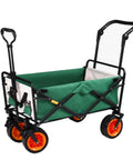 Heavy Duty Portable Garden Cart with Foldable Design Quiet Wheels Adjustable Push Pull Handle Tear Resistant Fabric