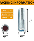 Drop In Anchors For Concrete One Half Inch By Thirteen Thread Size Zinc Plated Industrial Strength Internal Forced Expansion Bolt