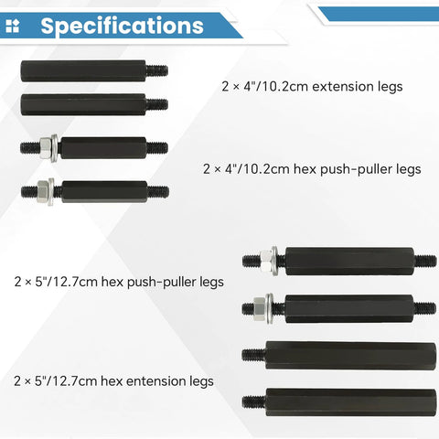 Specifications of 14 Piece Bearing Separator Puller Set 2 Inch And 3 Inch Heavy Duty 5 Ton Bearing Puller Kit with extension legs