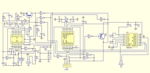 Dope HC SR04 Ultrasonic Sensor Module Kit schematic diagram showing circuit connections