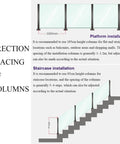 Built Different Stainless Steel Glass Railing Posts with Square Tube Design; height recommendations for platform and staircase installations.