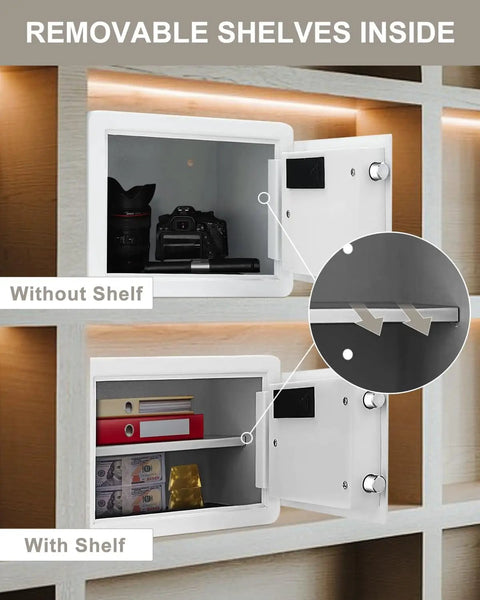 Small 1.2 Cu Ft Safe Box With Digital Keypad And 2 Bolt Anti Theft Locks Reinforced Steel Safe With Removable Shelf in closet