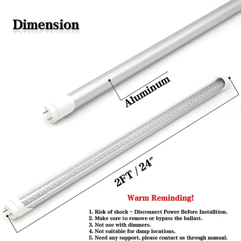 2 Foot Led Tube Lights V Shaped 6000K Cool White Ballast Bypass Direct Wire Shop Light 4 Pack Ultra Bright 15W aluminum body