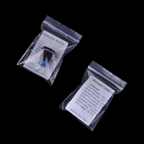 Latching Pushbutton Switch U19C1 1NO1NC SPDT On Off Metal Shell With Blue LED packaged in clear bags