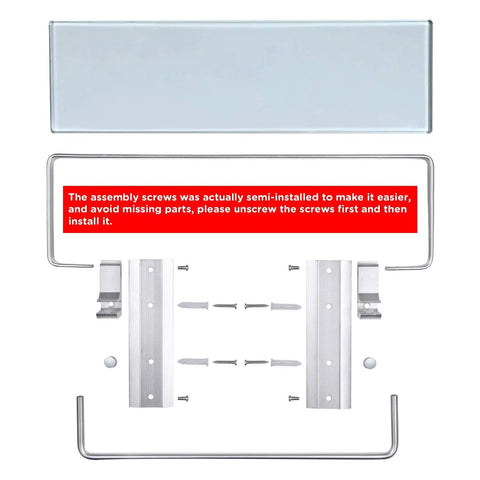 Glass Bathroom Shelf With Hand Towel Bar Wall Mounted Rectangular Storage Extra Thick Tempered Glass 15.2 x 4.5 Inches parts kit