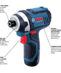 12V Max Impact Driver Kit With 930 In Lbs Torque Ultra Compact Five Point Four Inch Head For Tight Spaces Lightweight Design