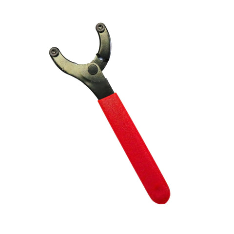 6.25 Inch Cup Wrench For First Stage Regulator Maintenance And Repair, red handle, metal construction, angled view.