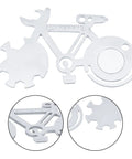 Do It All 14-In-1 Bicycle Multitool Card with Stainless Steel keychain tools shaped like a bike.