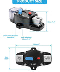 Badass 150 Amp Circuit Breaker With Manual Reset Waterproof Inline Fuse Protector For Marine Trolling Motors Boat And Atv Rigs Rig Ready Surface Mount 12V To 48V Dc No Sweat Engine Protection with size dimensions shown.