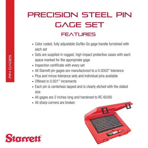 High Precision Steel Pin Gauge Set With Rugged Protective Case For Deep Bore Gaging And Hole Size Check.061 To.250 Inch Range, 190 Gages, Centerless Lapped For Fast, Accurate Measurement, featuring red protective case and color coded pins