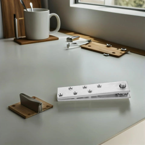 Heavy Duty Stainless Steel 360 Degree Hidden Pivot Door Hinge For Interior Doors on a table with assembly parts