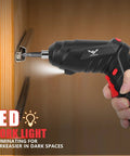Go To 3.6V Cordless Screwdriver Set With Quick Grip Mini Power Drill for tight spaces, illuminated work light feature, practical for dark areas.