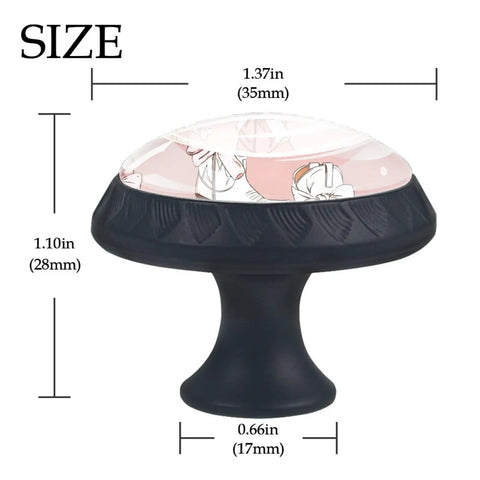 4 Pack Kitchen Cabinet Knobs With Black Base 35mm Drawer Pulls, decorative crystal glass handles with size dimensions