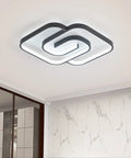 Ultra Sleek Modern Led Ceiling Light Fixture Black Square Flush Mount 20 Inch 48W 6000K Cool White Brightness