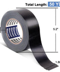 Heavy Duty Duct Tape That Sticks Like Crazy 1.88 Inch Wide 50 Yard Roll showing dimensions and black adhesive surface