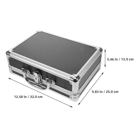Portable Aluminum Tool Box With Handle, Big Capacity Multifunctional Organizer For Travel And Home Or On The Go, dimensions shown