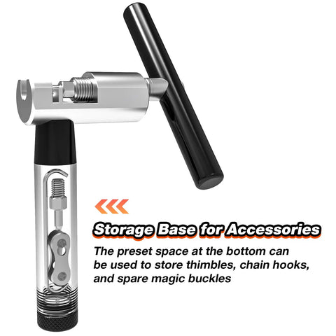 Pro Bike Chain Tool For Six To Twelve Speed Chains with storage base and extended handle, shown upright and open