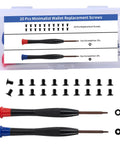Heavy Duty Replacement Screws Tailored For Ridge Wallets Featuring Hex And T5 Torx Drivers 22 Piece Matte Black Stainless Steel Kit display with screws and drivers.