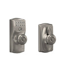 Camelot Keypad Lock With Knob For Keyless Entry, Fast Keyless Access, Flex Lock Auto Lock, Satin Nickel Finish, Electronic Door Lock