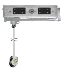 Retractable In Drawer Power Outlet With Four AC Outlets Brushed Stainless Steel, showcasing two AC sockets with outlet plug.