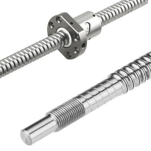 Pro Grade Ball Screw Kit SFU1605 400mm with End Supports for CNC Machines, bearing steel and aluminum close-up