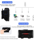 Diagram showing USB smart charging options for Ultra Bright USB Headlamp For Outdoor Adventures with rear warning light details.
