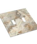 Light Slate Marble Pattern Double Toggle Switch Plates Decorative Outlet Cover Wall Faceplate With Premium Dual Gang Design for kitchen or bathroom.
