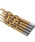 Titanium Coated Twist Step Drill Bit Set For Pocket Hole Jig Main System Built To Last Real World Boss Grade Woodworking Bits With Stepped Sizes From 8mm To 12mm For Wood Aluminum Plastic Copper Cast Iron Eco Wood, set view