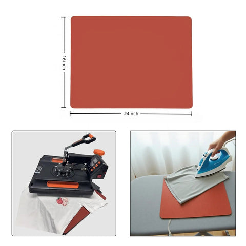 Silicone Heat Press Mat 24x16 Inch Double Sided Fireproof And Heat Resistant Up To 572F Washable Pad for pressing and ironing.