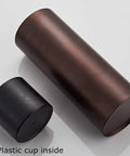 Heavy Duty Bronze Toilet Plunger With Metal Canister Holder And Drip Cup showcasing separate plastic liner interior view