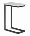 C Shaped Metal Side Table With Genuine White Marble Top For Living Room Or Home Office Space Saving End Table That Slides Under Sofa 18 In Wide By 24 In High Sleek And Slick Modern Accent