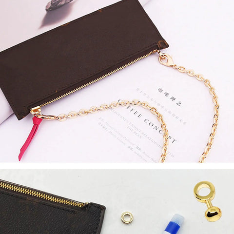 Two Piece Copper Zipper Insert Buckle Kit For Purses And Pouches Handbag Repair DIY Clip For Pochette Small Bag Chain Strap Metal Buckles Replacement