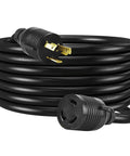 Heavy Duty L6-30P To L6-30R Twist Lock Generator Extension Cord 25 Feet 30 Amp 250V SJTW 10 Gauge Waterproof UL Listed