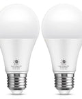 Outdoor A19 LED Dusk Till Dawn Light Bulbs With Photocell Sensor, 5000K Daylight, 9W, 60W Equivalent, E26 Base, 2 Pack