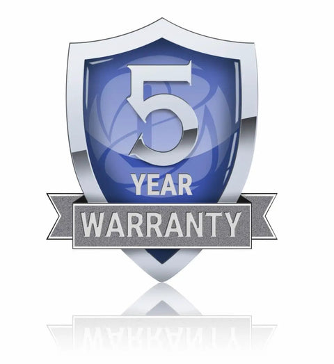 5-year warranty badge for SeaBlaze Mini Underwater LED Boat Lights Pair 700 Lumens Marine Grade Blue Perfect For Fishing Boats Dinghies And Skiffs Durable USA Made Exterior Boat Lighting Upgrade