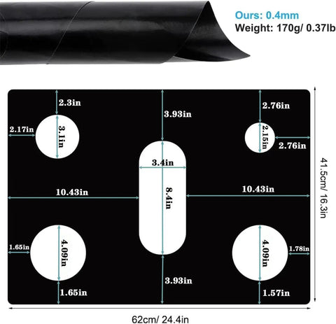 Top Protector For Gas Stoves Thick Nonstick Burner Covers showing dimensions 0.4mm thick, reusable and washable.