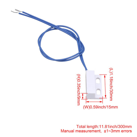 Surface Mount Magnetic Proximity Reed Switch Normally Open, 110-220V AC Door Sensor For Home And Biz, White Finish, dimensions shown