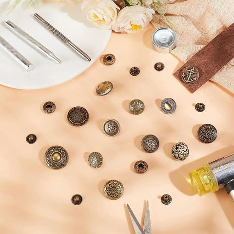 36 Piece Leather Snap Fasteners Kit With 18mm Snaps And Press Studs For Leather Craft Jackets Jeans Bags And Clothes Hidden Button Set