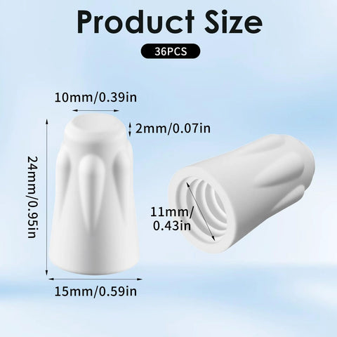 White ceramic wire connector cap; porcelain twist cap, large size, front and side views, 24mm tall, 15mm base.